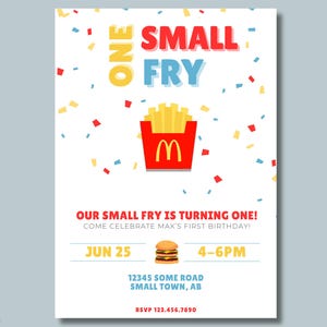 One Small Fry (First) Birthday Invitation TEMPLATE