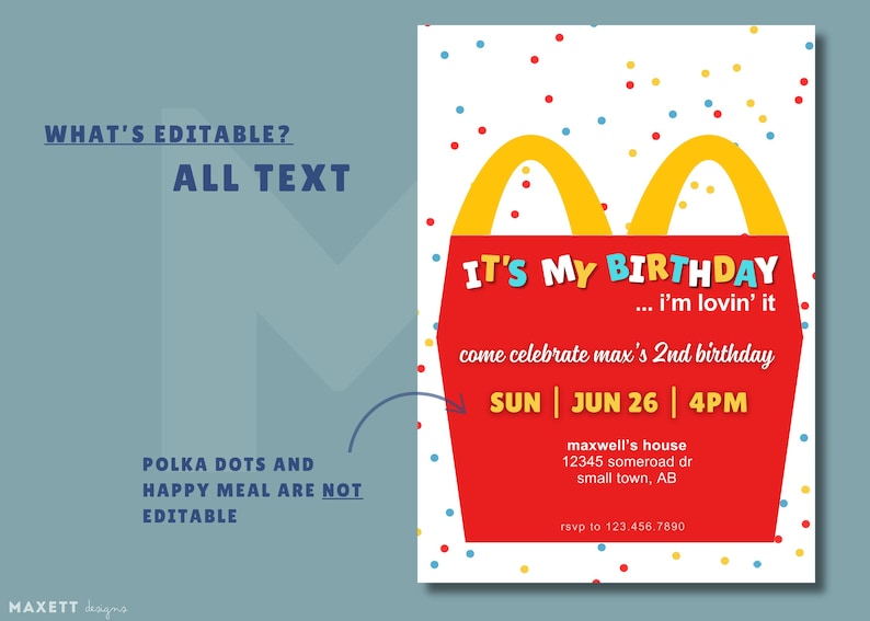 Mcdonald's Birthday Invitation Template (DIGITAL) - Etsy