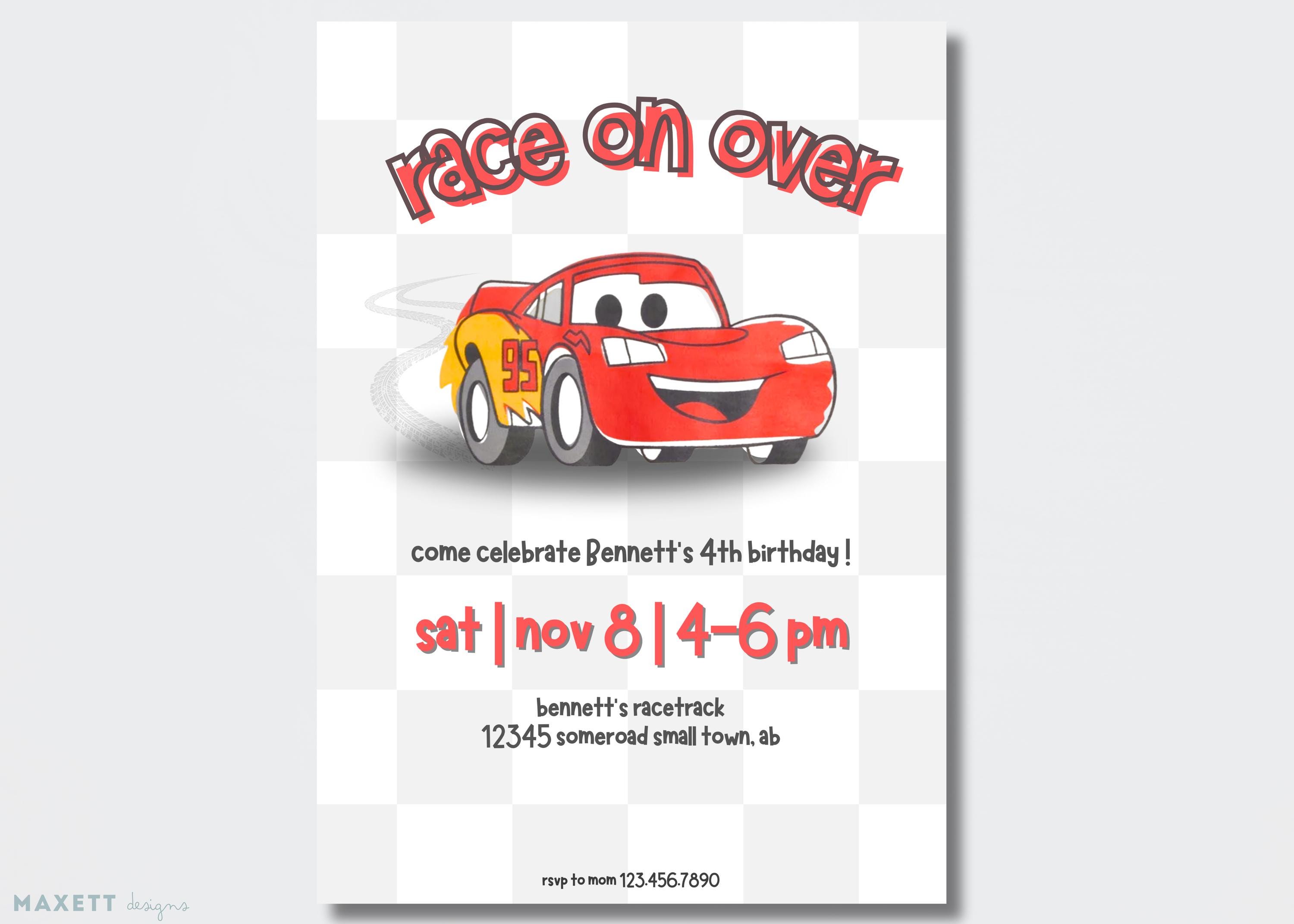 Cars Lightening McQueen Birthday Invitation TEMPLATE