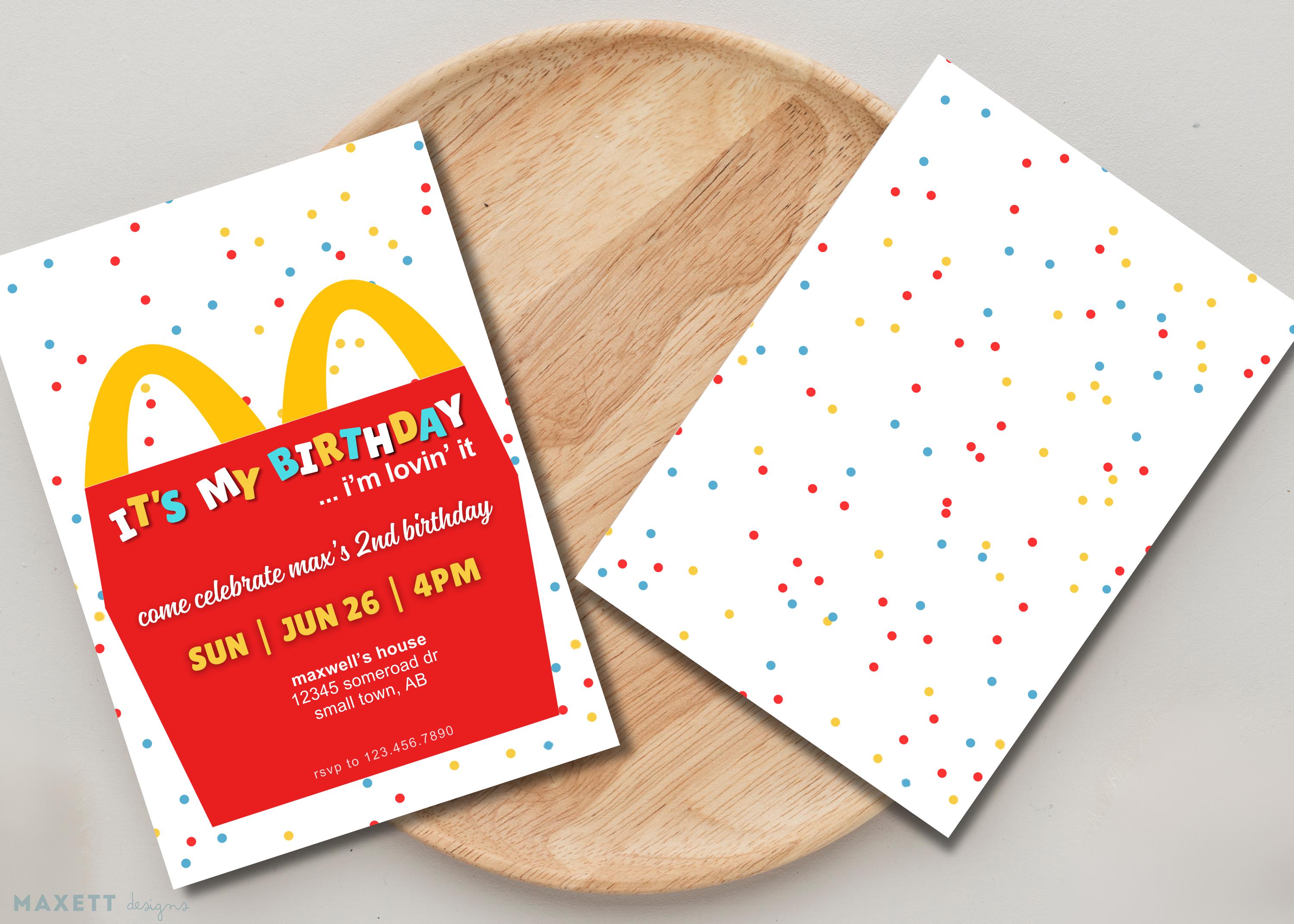 Mcdonald's Birthday Invitation Template (DIGITAL) - Etsy