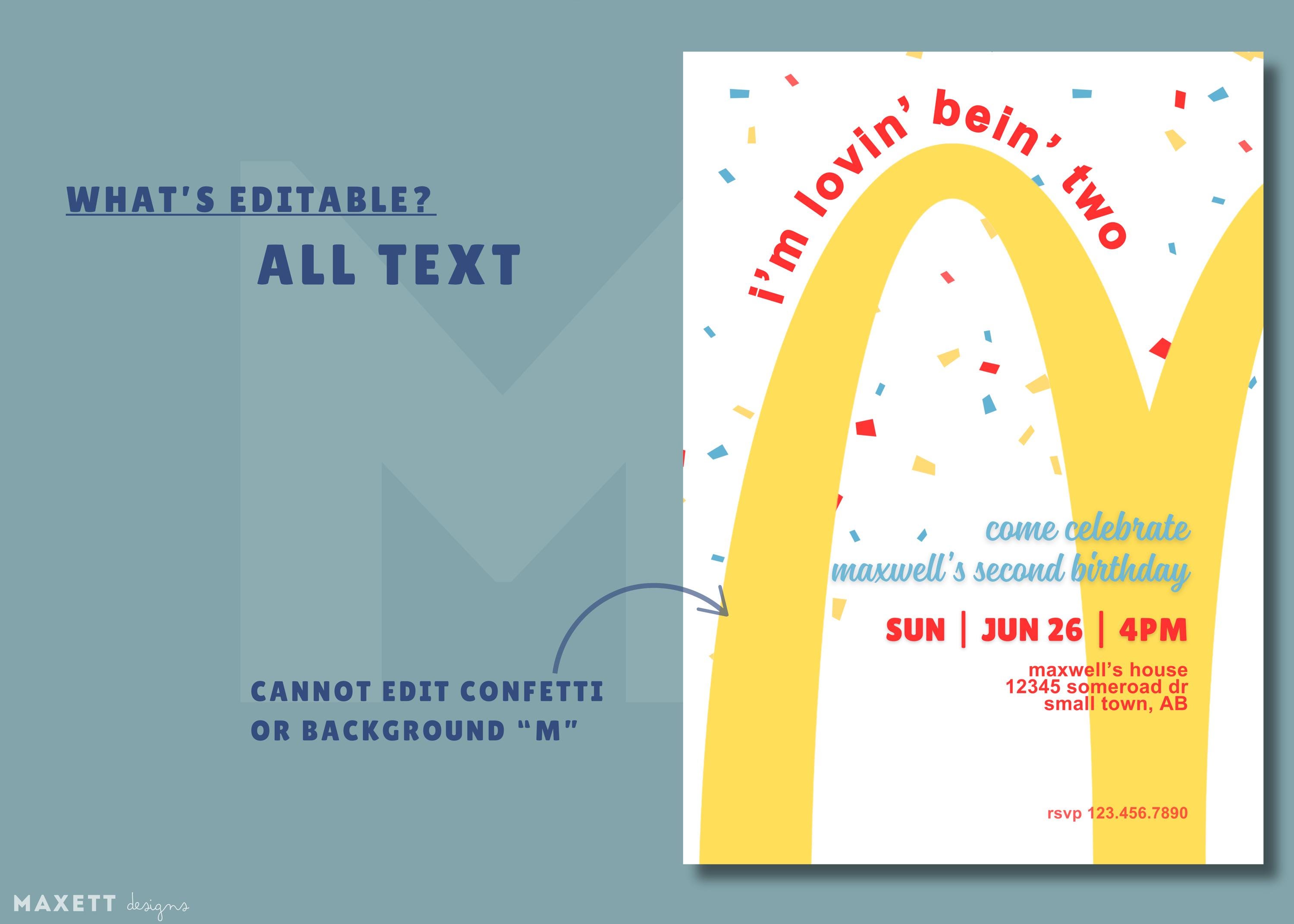 Mcdonalds Birthday Invitation TEMPLATE (digital) - Etsy