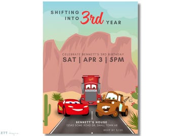 Cars (Trio) Birthday Invitation TEMPLATE