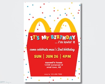 McDonald&#39;s Birthday Invitation Template (DIGITAL)