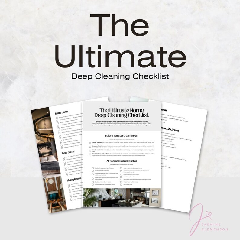 Ultimate Deep Cleaning Checklist Printable | 4-page Room-by-room Home ...