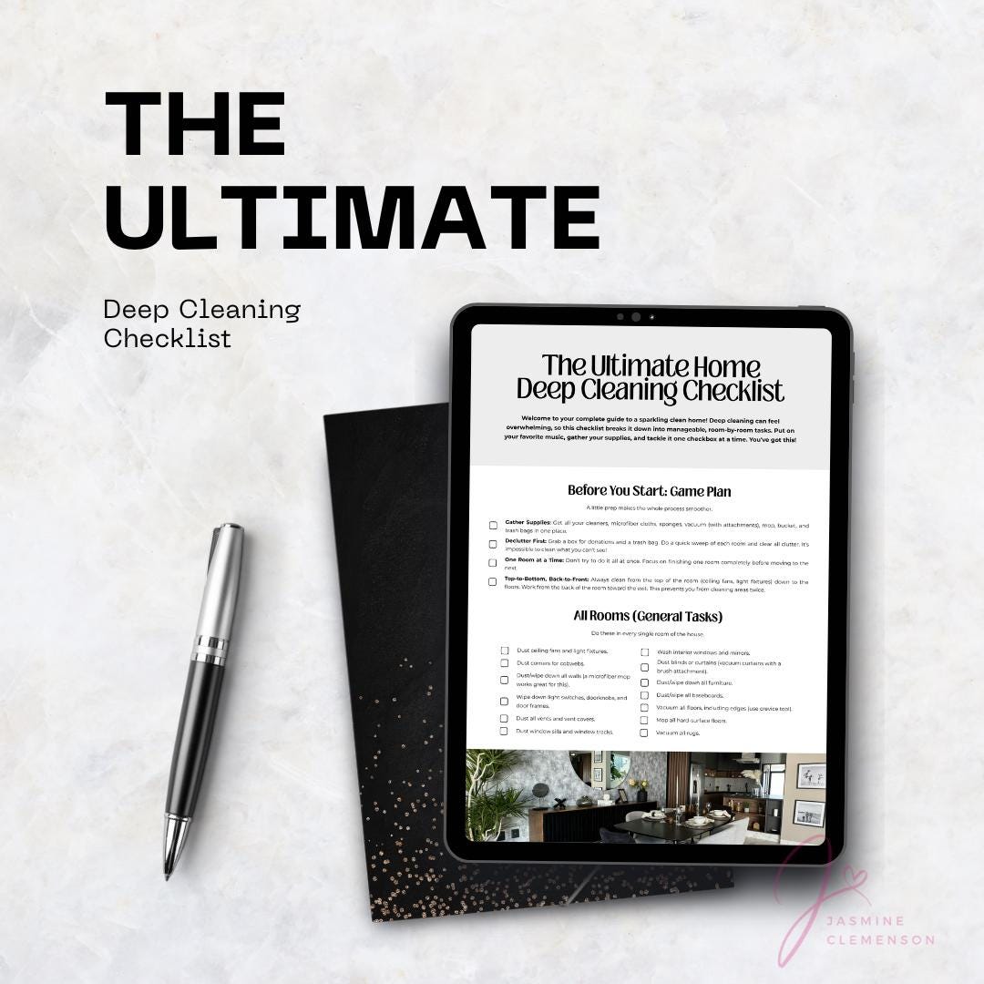 Ultimate Deep Cleaning Checklist Printable | 4-page Room-by-room Home ...