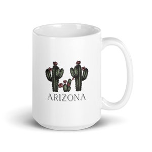 Arizona Cactus White glossy mug- Arizona Mug- Desert Mug
