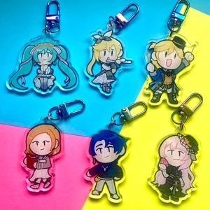 Vocaloid Virtual Singers Hatsune Miku, Len Kagamine, Rin Kagamine, Luka Megurine, MEIKO, KAITO Project Sekai 2.5 inch Acrylic Keychains