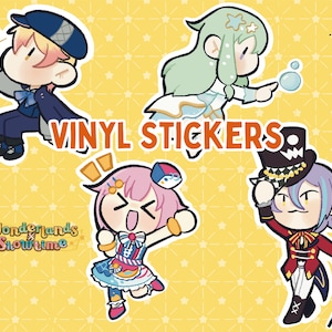 Project Sekai Wonderlands x Showtime Vinyl Stickers Tsukasa Tenma, Emu Otori, Nene Kusanagi, Rui Kamishiro