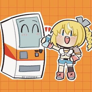 Boxxo and Lammis from Reborn as a Vending Machine Anime Chibi Waterproof Vinyl Sticker