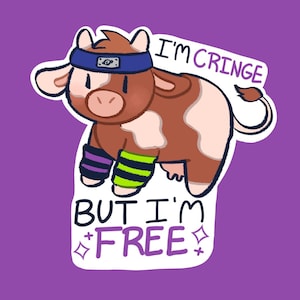 Sono rabbrividito ma sono gratis Cringecore simpatico adesivo mucca