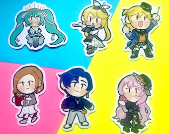 Vocaloid Virtual Singers Hatsune Miku, Len Kagamine, Rin Kagamine, Luka Megurine, MEIKO, KAITO Project Sekai 2.5 inch Vinyl Stickers