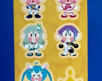 Project Sekai Hatsune Miku Bunte Bühne Wasserdicht Vinyl Sticker Sheet Wonderlands x Showtime Tsukasa Tenma, Emu Otori, Nene Kusanagi, Rui