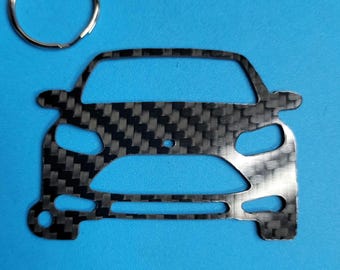 Vista frontal del cordón para llavero inspirado en fibra de carbono para Ford Focus ST (2013-2014) en sarga brillante