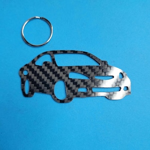 Carbon Fiber for Acura RSX (2002-2006) Inspired Keychain Lanyard 3d front stance view Glossy Twill