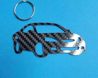 Carbon Fiber Acura RSX Keychain: Glossy Twill, 3D Stance