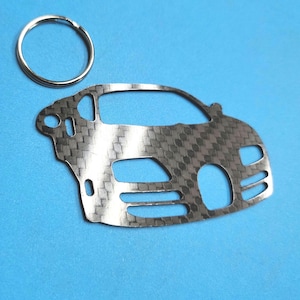 Carbon Fiber for Bugatti Veyron (2005-2011) Inspired Keychain Lanyard 3d FRONT view Glossy Twill