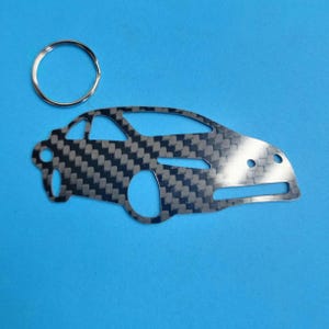 Carbon Fiber for Honda Civic Si (2006-2011) FG1 8th Gen SEDAN Inspired Keychain Lanyard 3D front view Glossy Twill