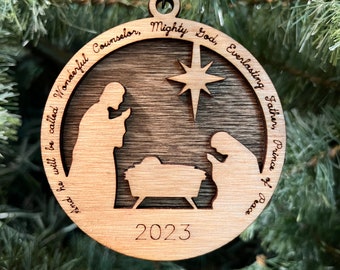 Round Nativity Christmas Ornament—Handcrafted, 2023