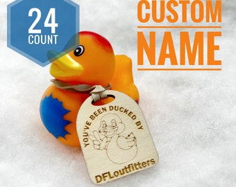 Wooden Duck Tags, Customizable, Rubber Duck Tags, 24ct