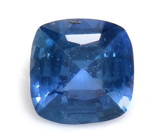 Natural Blue Sapphire, 0.82 Carat, Cushion Shape, Heated, loose Gemstone, Faceted Gemstone, September Birthstone, For Jewelry Making