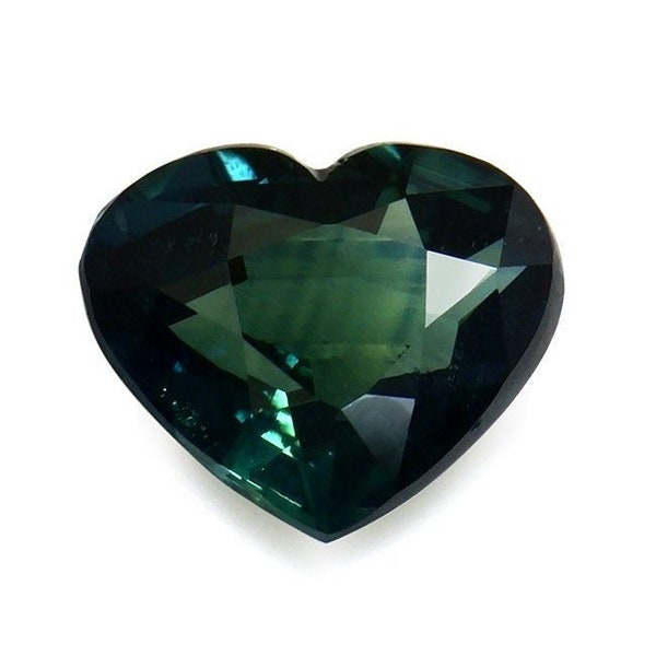 Teal Sapphire, 1.43 Carat, Heated, Heart Shape, Loose Gemstone, Green Gemstone, Blue Green Sapphire, Faceted Stone for Jewellery Making