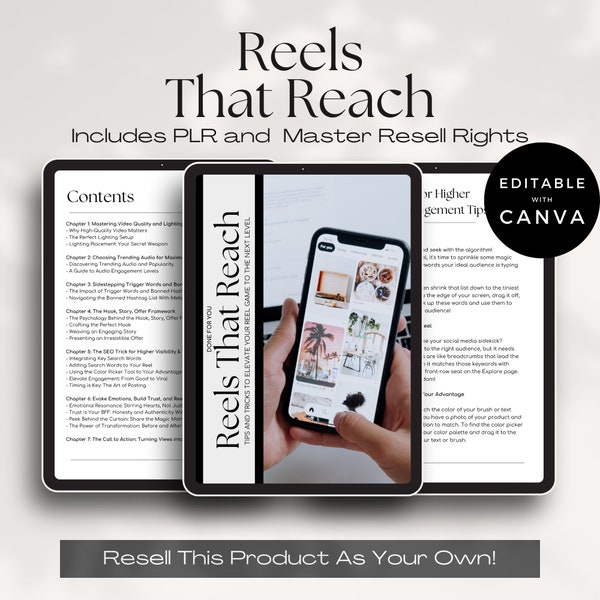 Instagram Reels Guide with Master Resell Rights, Reels That Reach, Instagram Reel Growth Guide For Business Owners, Digital Marketing, DFY