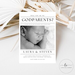 Tarjeta con foto "¿Serás mi padrino?", Tarjeta de propuesta de padrino, Tarjeta de propuesta de padrino editable simple, Descarga instantánea, Canva