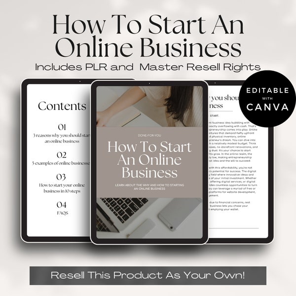 How To Start An Online Business Ebook Template with Master Resell Rights (MRR) and Private Label Rights (PLR), Done For You Ebook To Resell