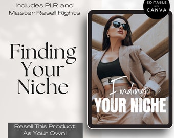 Encuentre su guía de nicho con derechos de reventa principales, libro electrónico sobre cómo encontrar su producto digital de nicho, guía de nicho, derechos de etiqueta privada, Canva