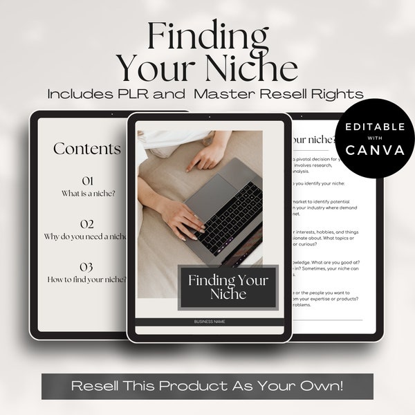 Niche Finder Guide With Resell Rights, Done For You How To Find Your Niche Digital Product Ebook To Resell, MRR, Private Label Rights, Canva