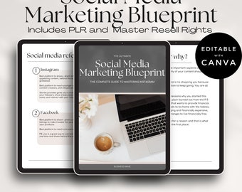 Social Media Marketing Blueprint, Master Resell Rights, PLR Ebooks, Done For You Ebook, Passive Income, Resell Rights, DFY, Canva Template