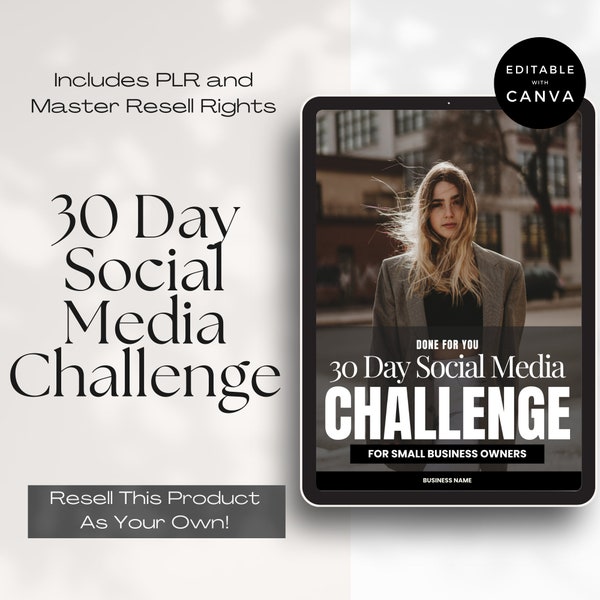 30 Day Social Media Challenge with Private Label Rights PLR and Master Resell Rights MRR, Done For You Social Media Challenge Tracker Guide