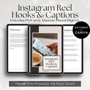 Instagram Reel Hooks and Captions, PLR, Done For You Hooks For Social Media, Engage & Grow Your Instagram Following, Resell Rights Included