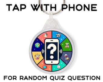 Random General Knowledge Quiz Question Generator Smart Keyring - NFC Men's Tech Gadget - Tap With Phone Father's Day Birthday Keychain Gift