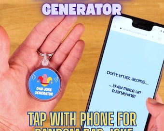 Random Dad Joke Generator Smart Keyring - NFC Gadget Unique Tap With Phone Funny Father's Day Gift - Mobile Activated Technology Keychain