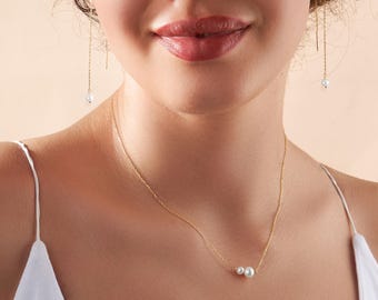 Freshwater Pearl Necklace and Earring Set, Pearl Necklace, Pearl Earrings, Wedding Gift, Bridal Jewelry, Bridesmaid Gifts, Engagement Gifts