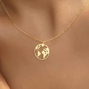 World Map Necklace, Globe Necklace, Gold Plated Earth Necklace, Boho Jewelry, Globe Pendant, World Necklace, Travel Necklace, Gİft For Her