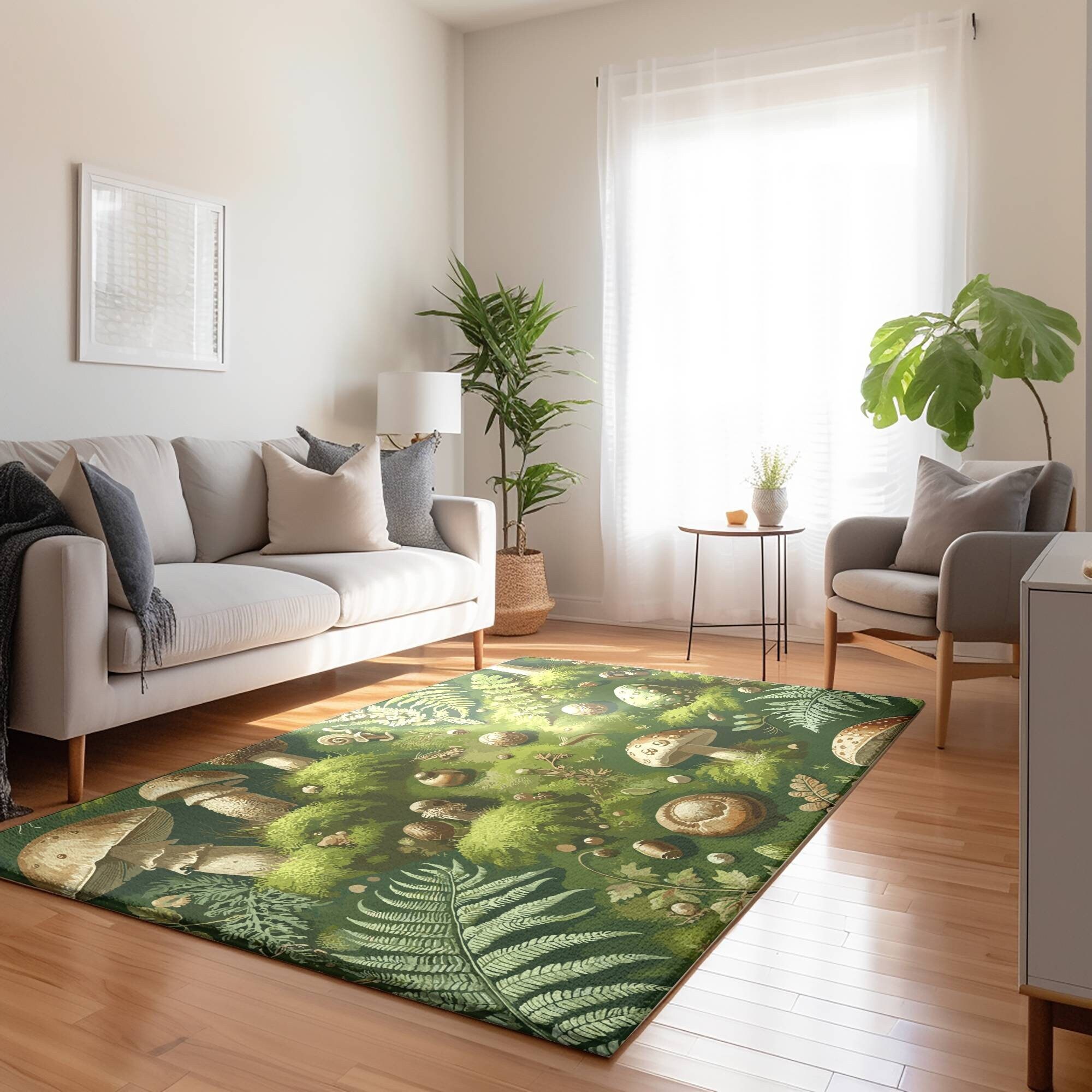 Irregular Tufting Moss Bedroom Rug Blue Plant Forest Door Bedside Mat  Fluffy Foot Carpet Floor Pad