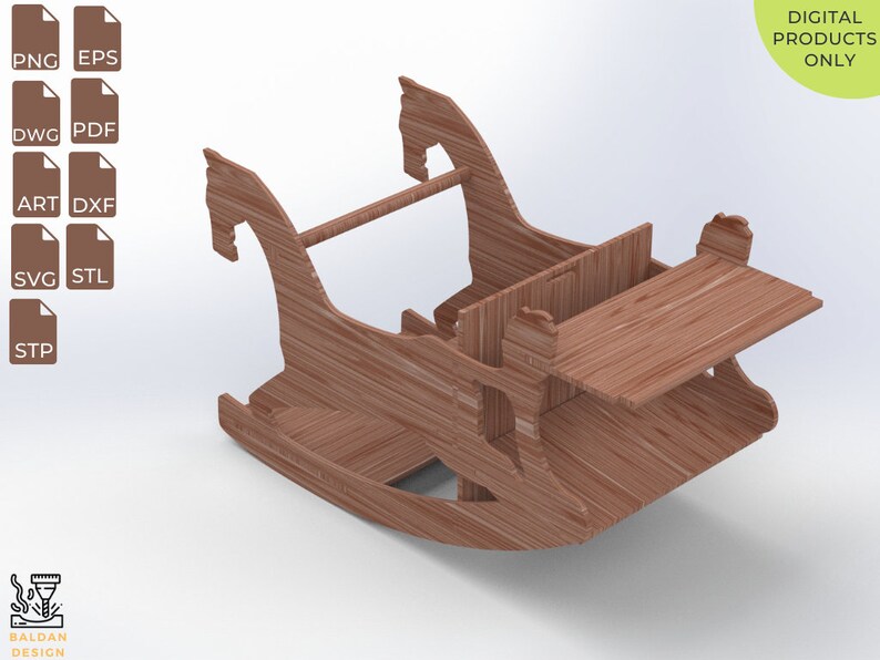 Kids Rocking Horse CNC File for Wooden Furniture,laser Cut Wooden File ...