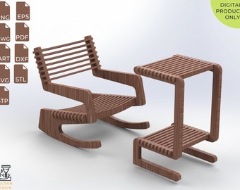 Desk and Rocking Chair CNC File For Wooden Furniture,Laser Cut Wooden File For Desk and Rocking Chair,DXF File For Desk and Rocking Chair