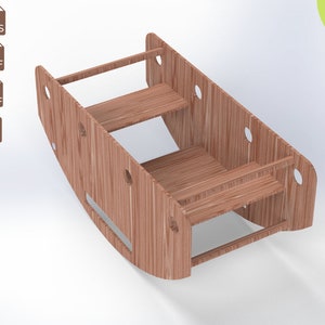 Reversible Schaukelboot CNC-Datei für Holzmöbel, lasergeschnittene Holzdatei für Reversible Schaukelschiffchen, DXF-Datei für Kinderschaukelboot