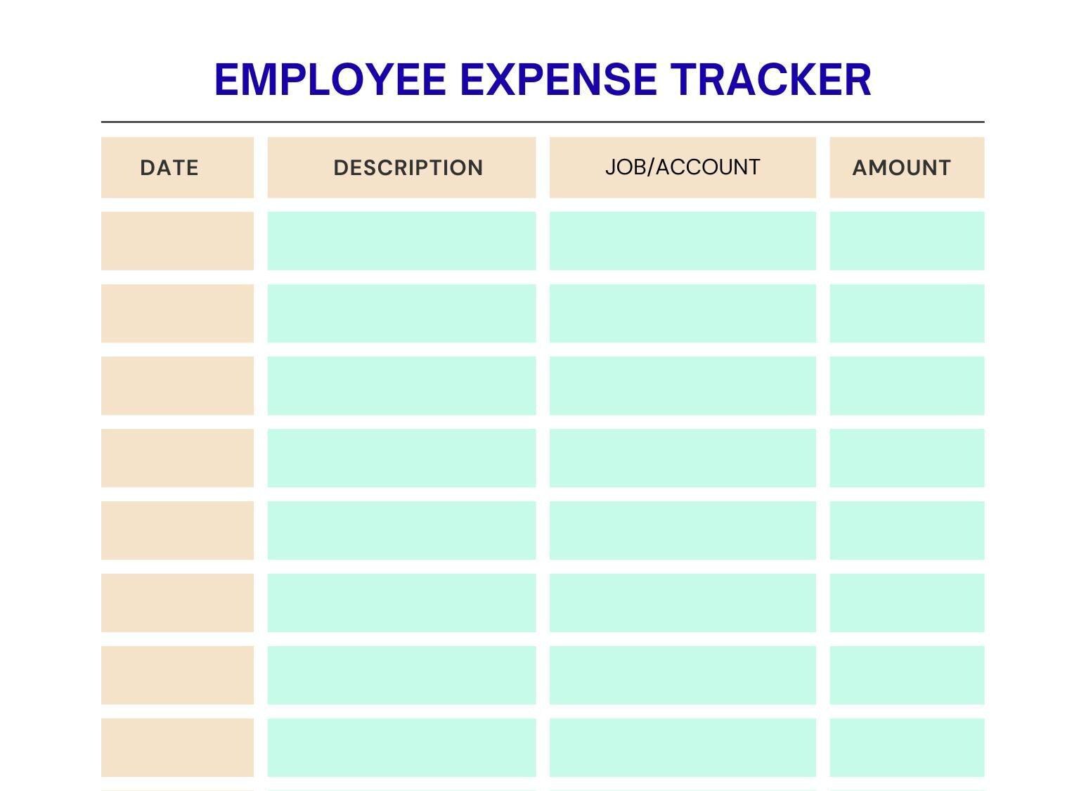 Work Expense Tracker, Weekly Employee Expense Report Sheet, Easy Job ...