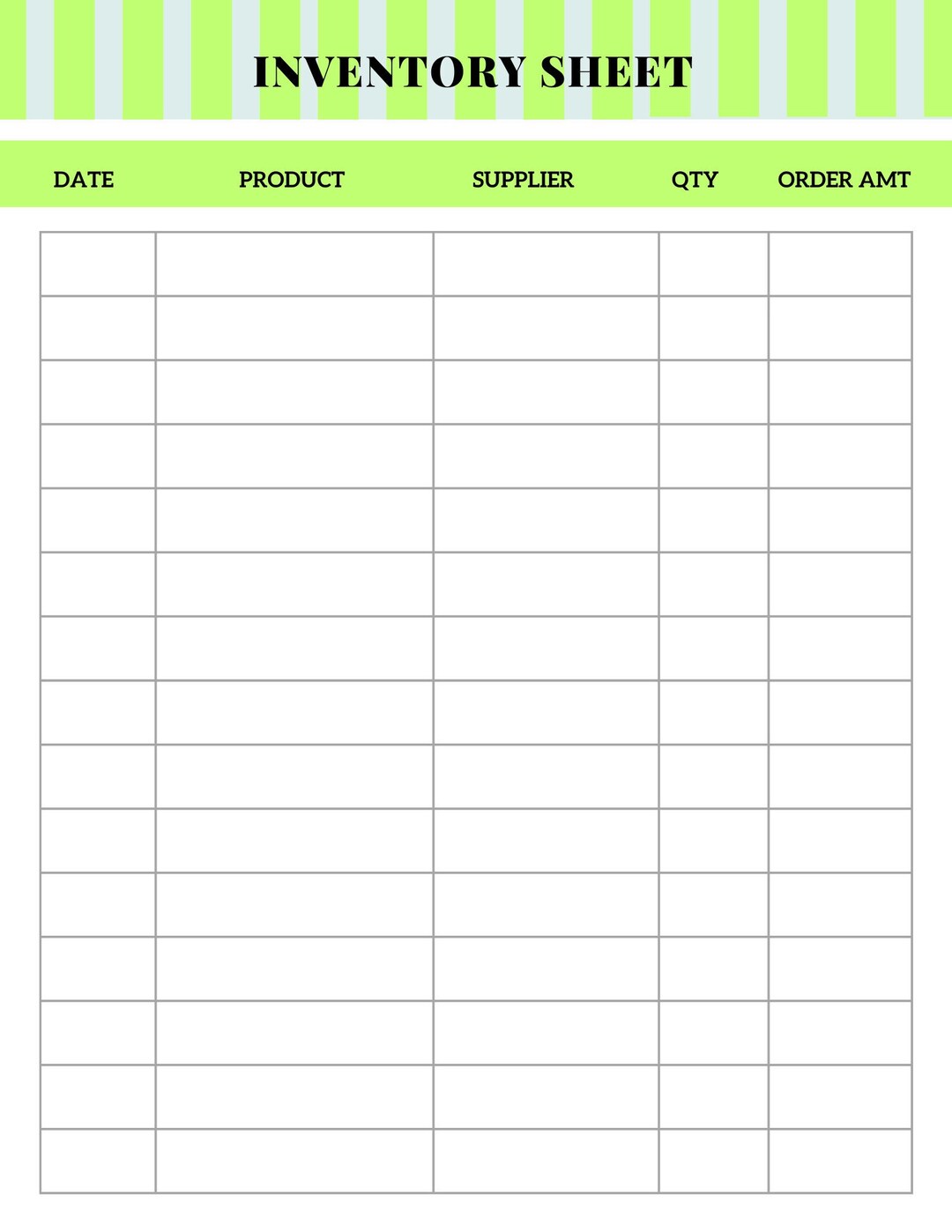 Inventory Management Form, Inventory Sheet, Small Business Organizer
