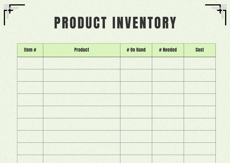 Inventory Management Form, Inventory Sheet, Small Business Organizer