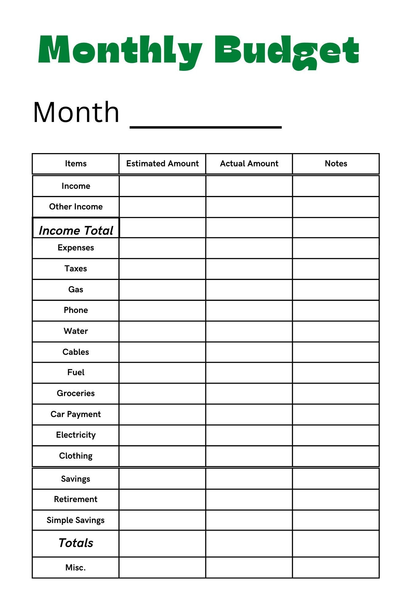 Simple monthly budget, printable digital download, modern minimalist, Paycheck budget tracker, digital budget sheet, Easy budget page