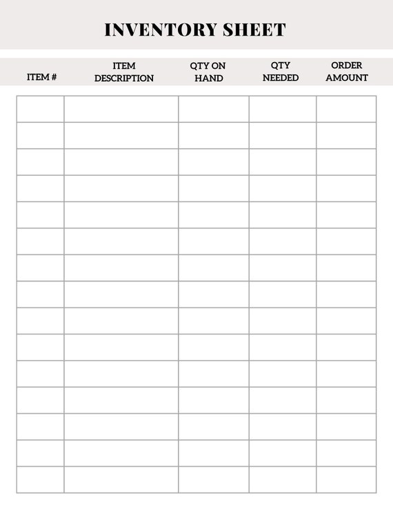 Inventory Management Form Inventory Sheet Small Business - Etsy