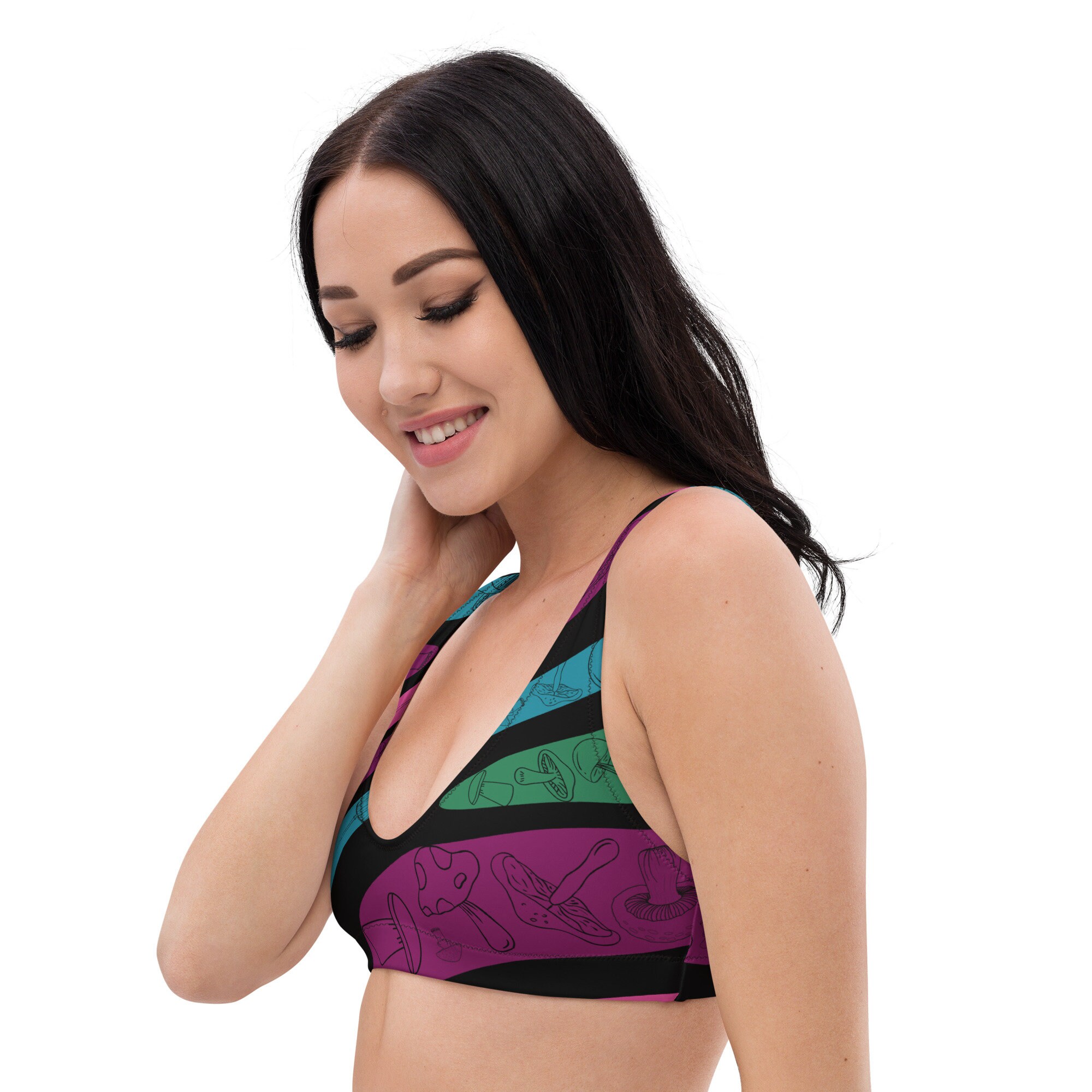 Psychedelic Abstract Drip Recycled padded bikini top