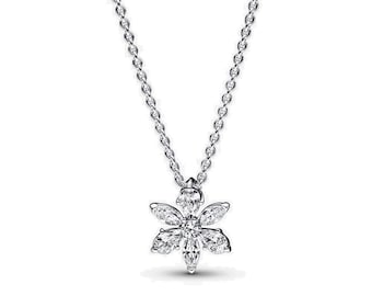 Pandora Herbarium New Pendant Necklace New Bestseller Silver Womens Jewelry an Elegant Floral Style Pendant Petal and Leaf Elements 45cm