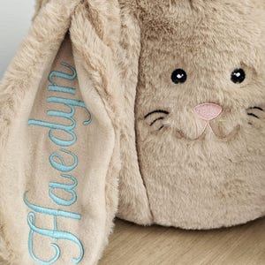 Personalisierte Osternest Geschenke Gestickte Kinder Häschenohren super weichen Plüsch niedlichen Keramik Scheune inspiriert kundenspezifischen Babyeimer mit Namen Datum
