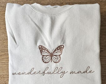 Embroidered Butterfly Sweatshirt: Personalized Fleece Crewneck